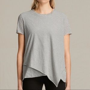 All Saints black white stripe Daisy tee sz S